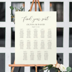 Ivory & Taupe Script 14 table Seating Chart