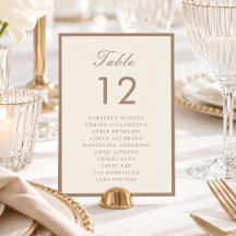 Ivory & Taupe Seating Chart Names Vintage Wedding