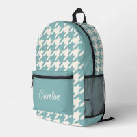 Ivory Teal Blue Seafoam Green Houndstooth Pattern