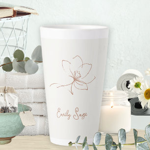 Ivory Terracotta Botanical Line Art Minimalist Zen Latte Mug