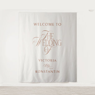 Ivory Terracotta Editorial Wedding Welcome Sign Tapestry