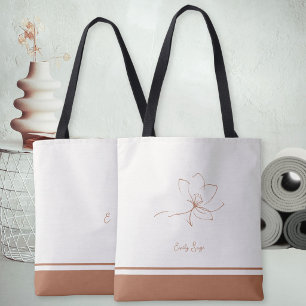 Ivory Terracotta Floral Line Art Minimalist Zen Tote Bag