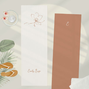 Ivory Terracotta Floral Line Art Minimalist Zen Yoga Mat