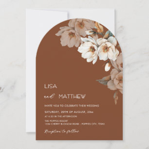 Ivory Terracotta Flowers Casual Wedding Invitation