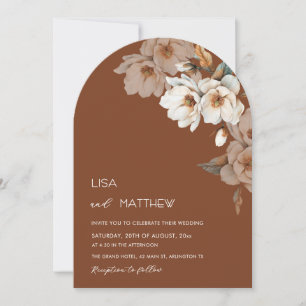 Ivory Terracotta Flowers Casual Wedding Invitation