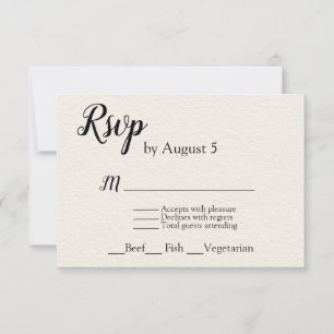 Ivory Textured Wedding RSVP With Menu Choice