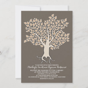 ivory tree elegant modern wedding invitations