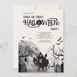 Ivory Trick or Treat Kids Halloween Costume Party Invitation