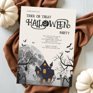 Ivory Trick or Treat Kids Halloween Costume Party Invitation