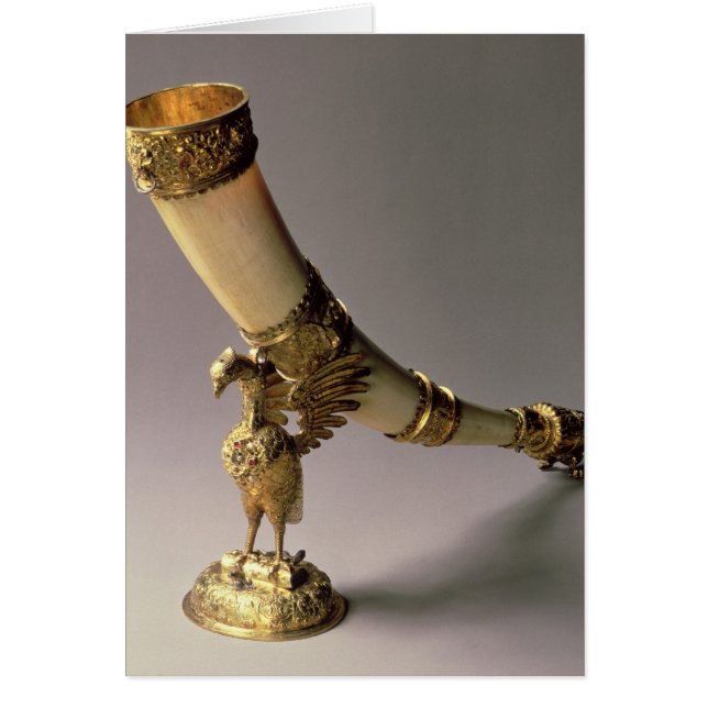 Ivory tusk drinking horn with silver-gilt mounts (Front)