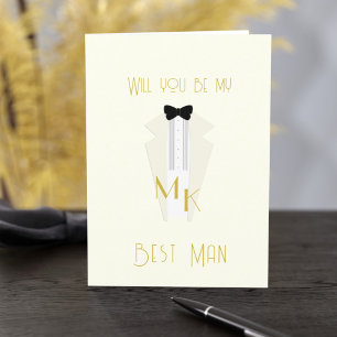 Ivory Tuxedo Best Man Wedding Request Card