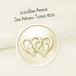 Ivory Two Hearts Intertwined Monogram Wedding Classic Round Sticker