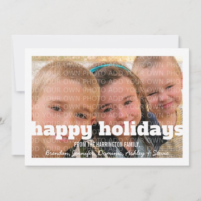Ivory Typography Happy Holidays Flat Photo Card (Front)