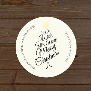Ivory Very Merry Christmas Tree Envelope Seals