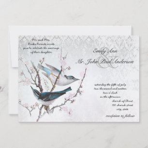 Ivory Vintage Bird Cage Love Birds Invitation