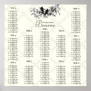 Ivory Vintage Birds Seating Chart 12 Tables