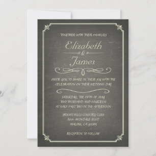 Ivory Vintage Chalkboard Wedding Invitations