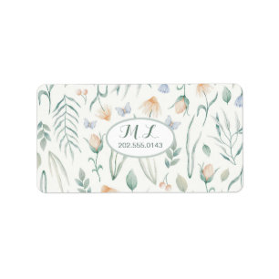 Ivory Vintage Cottagecore Botanical Meadow Custom Label