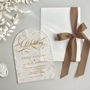 Ivory Vintage Floral Lace Wedding Acrylic Invitations