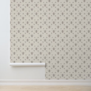 Ivory Vintage French Country Engraving Bee Wallpaper