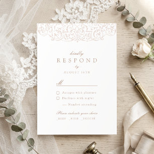 Ivory Vintage Ornate Classic Wedding RSVP Card