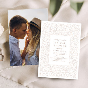 Ivory Vintage Ornate Frame Bridal Shower Invitation