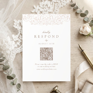 Ivory Vintage Ornate Frame Classic QR Code RSVP Card