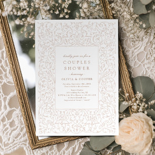 Ivory Vintage Ornate Frame Couples Shower Invitation