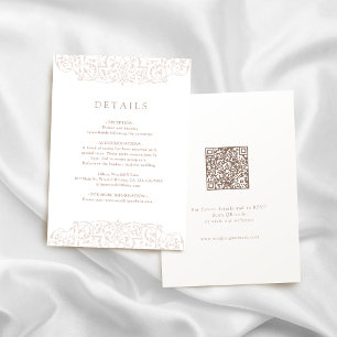 Ivory Vintage Ornate Frame Wedding Details Enclosure Card