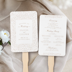 Ivory Vintage Ornate Frame Wedding Program Hand Fan