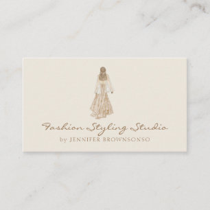 Ivory Watercolor Bride Dress Wedding Planner Business Card