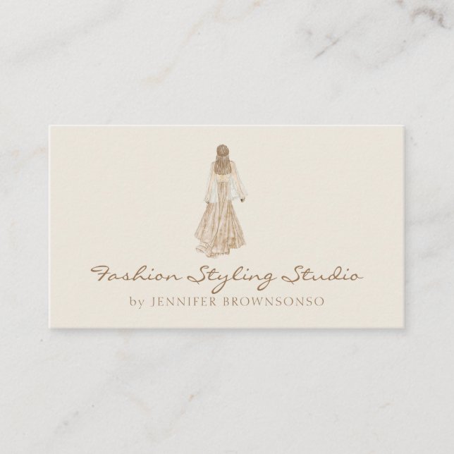 Ivory Watercolor Bride Dress Wedding Planner Business Card (Front)