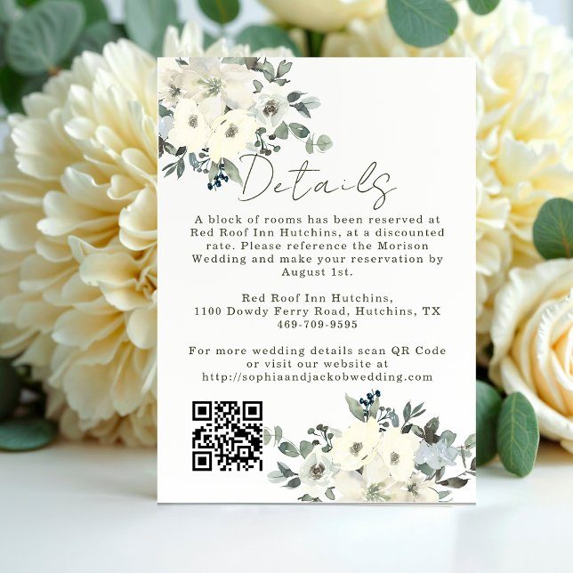 Ivory Watercolor Floral Rustic Sage Green Wedding Enclosure Card (Creator Uploaded)