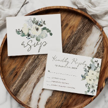 Ivory Watercolor Floral Rustic Sage Green Wedding