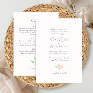 Ivory Watercolor Floral Wedding Detail Combo Invitation