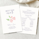Ivory | Watercolor Floral Wedding Flat Program Programme<br><div class="desc">This minimalist and stylish wedding program features a lovely blush pink watercolor floral illustration,  alongside a contemporary set of fonts in lavender purple,  against a soft ivory background. Perfect choice for a spring summer wedding. Variations of this design available in the full suite,  including matching stationary items.</div>