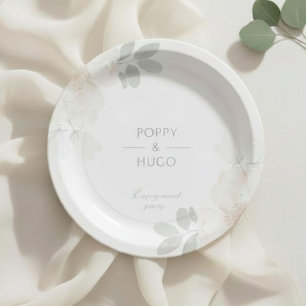 Ivory   Watercolor Floral Wedding  Paper Plate