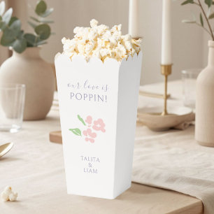 Ivory Watercolor Floral Wedding Popcorn Favour Box