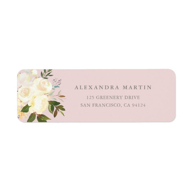 Ivory Watercolor Florals on Blush (Front)