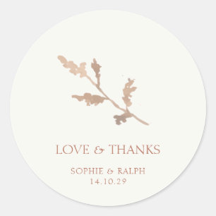Ivory Watercolor Foliage Couple Thank You Wedding Classic Round Sticker