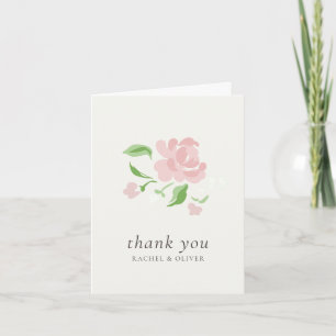 Ivory Wavy Floral Wedding Thank You Card