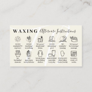 Ivory Waxing aftercare twelve advice instruction Business Card