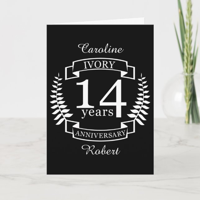 Ivory wedding anniversary 14 years card (Front)