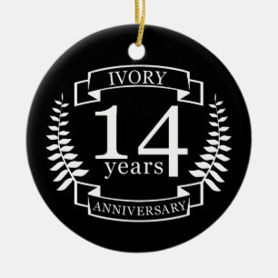 Ivory wedding anniversary 14 years ceramic tree decoration
