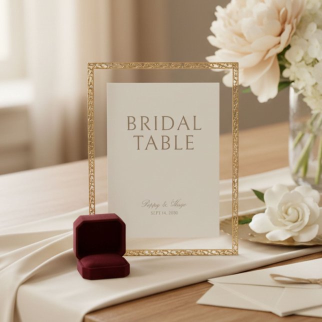 Ivory | Wedding 'Bridal Table' Table Top Sign Card (Creator Uploaded)