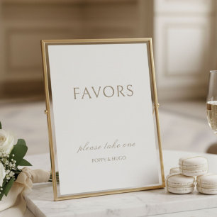 Ivory Wedding Favours Table Top Sign Card