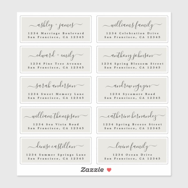 Ivory Wedding Guest Address Labels (Sheet)