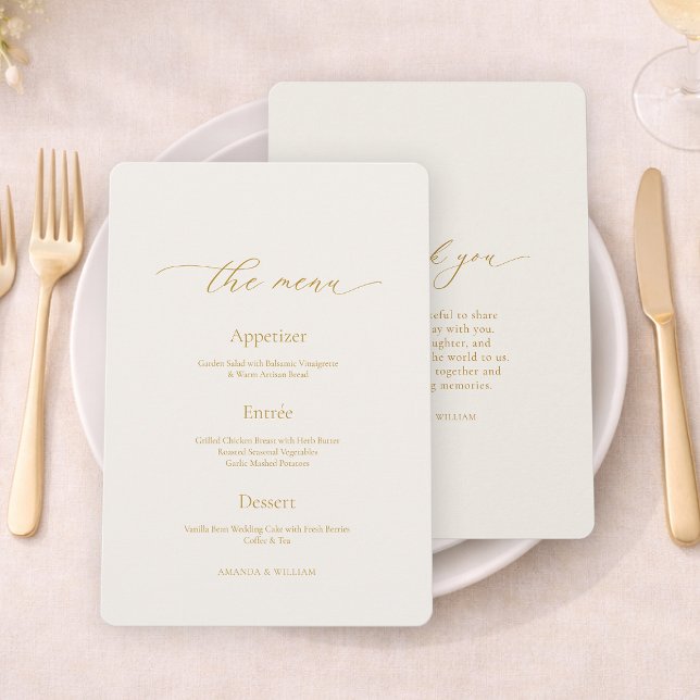 Ivory Wedding Menu with Elegant Calligraphy Invitation (Creator Uploaded)