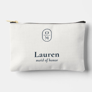 Ivory Wedding Monogram Bridesmaid Gift Accessory Pouch