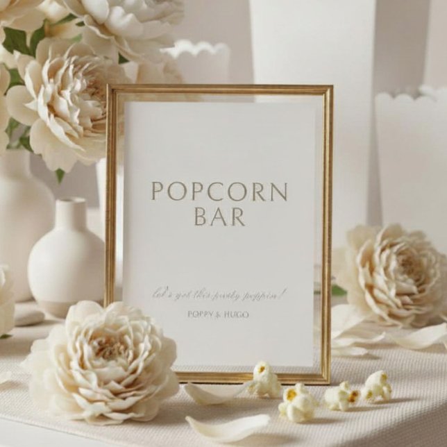 Ivory | Wedding Popcorn Bar Table Top Sign Card (Creator Uploaded)